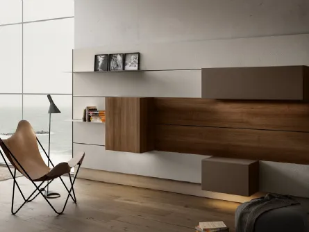 Mobile sospeso Living 01 in Noce e laccato opaco di Arredo3