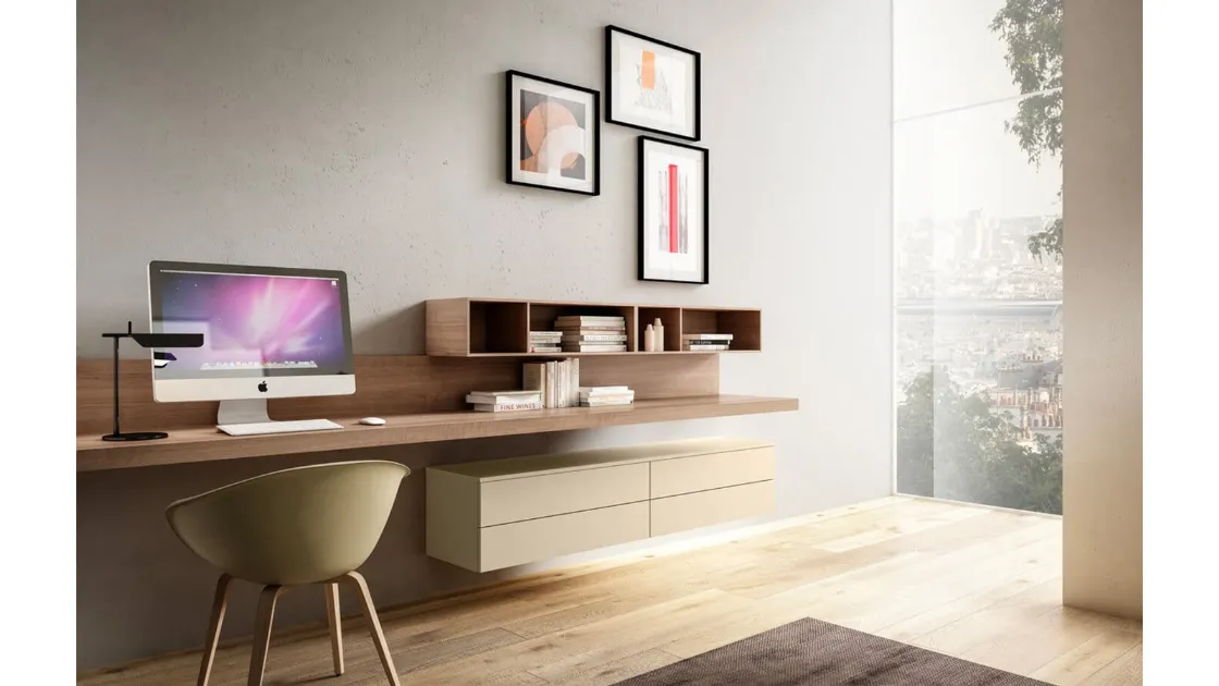 Mobile sospeso Living 08 in legno e laccato opaco di Arredo3