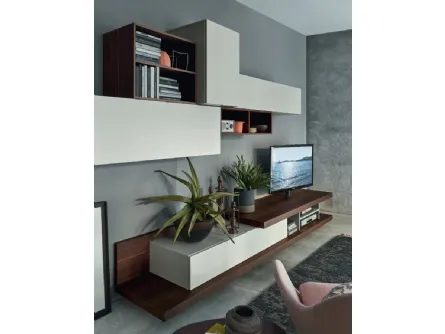 Parete Attrezzata Base Sp60 CDC3008C dx tipo A in Rovere termotrattato e laccato opaco di Sangiacomo