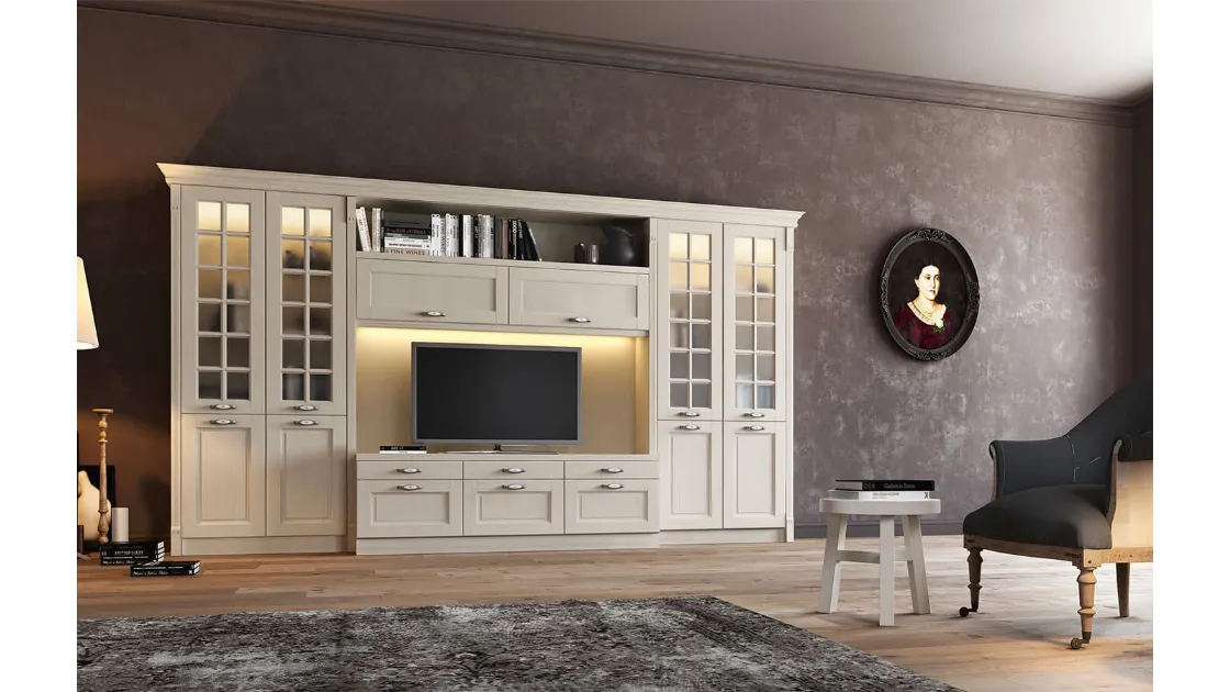 Parete Attrezzata in legno di Frassino Virginia II di Arredo3