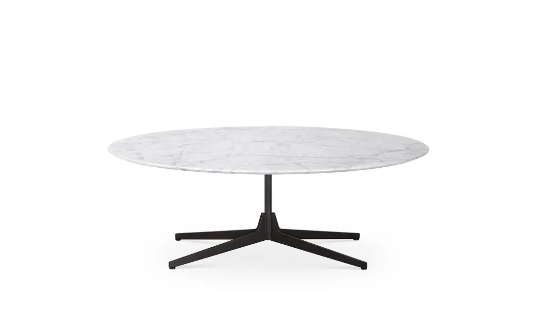 Tavolo con top in marmo Hexa e base in metallo di Saba