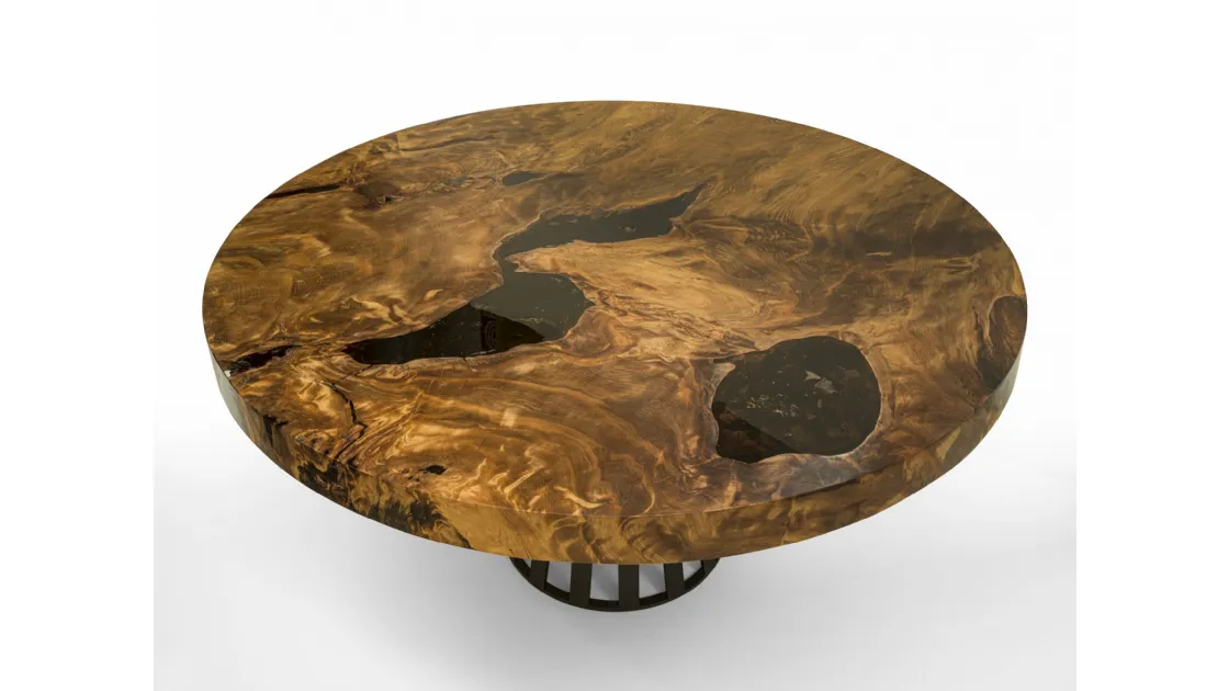 Tavolo Kauri Round con top in legno massello di Riva1920