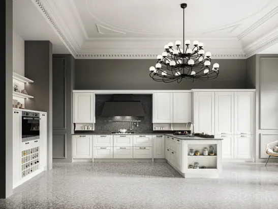 Cucina Classica in legno laccato con isola Asolo 01 di Arredo3