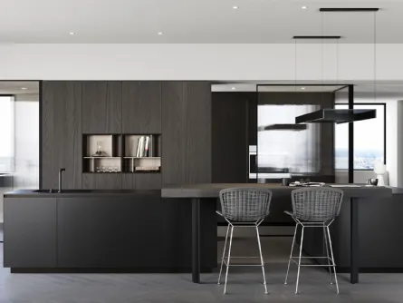Cucina Design lineare in rovere moro e laccato satinato Sistemi 3|1|A22 di Copat Life