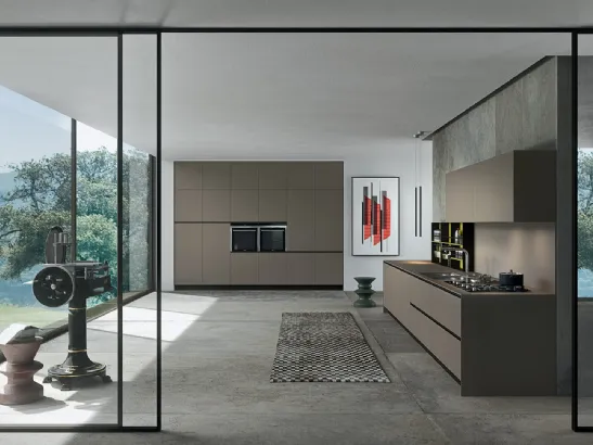 Cucina Design lineare in Fenix NTM grigio Sistemi 3|1|B di Copat Life