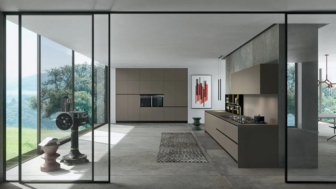 Cucina Design lineare in Fenix NTM grigio Sistemi 3|1|B di Copat Life