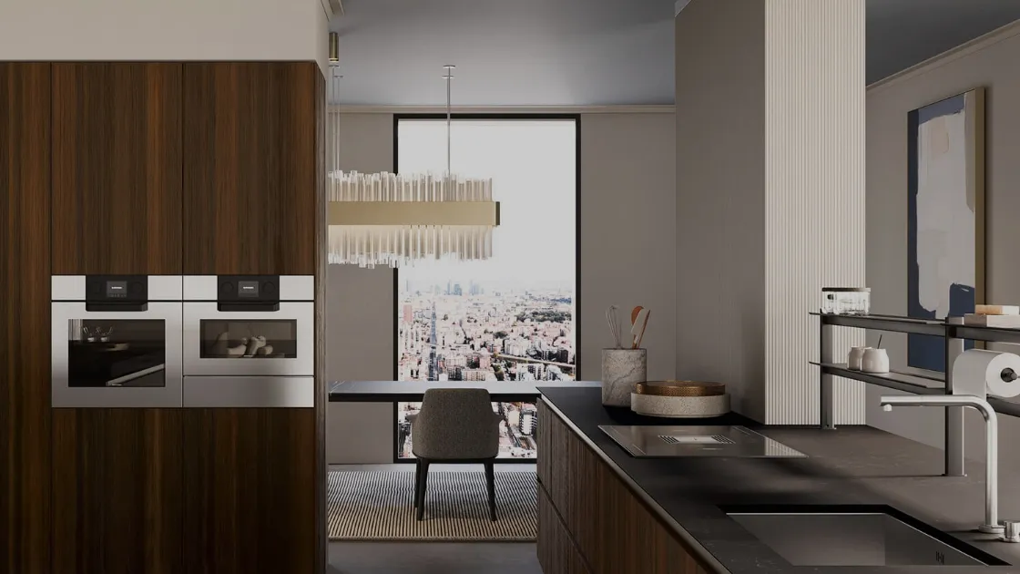 Cucina Design lineare in legno di rovere Sistemi 3|1|C22 di Copat Life