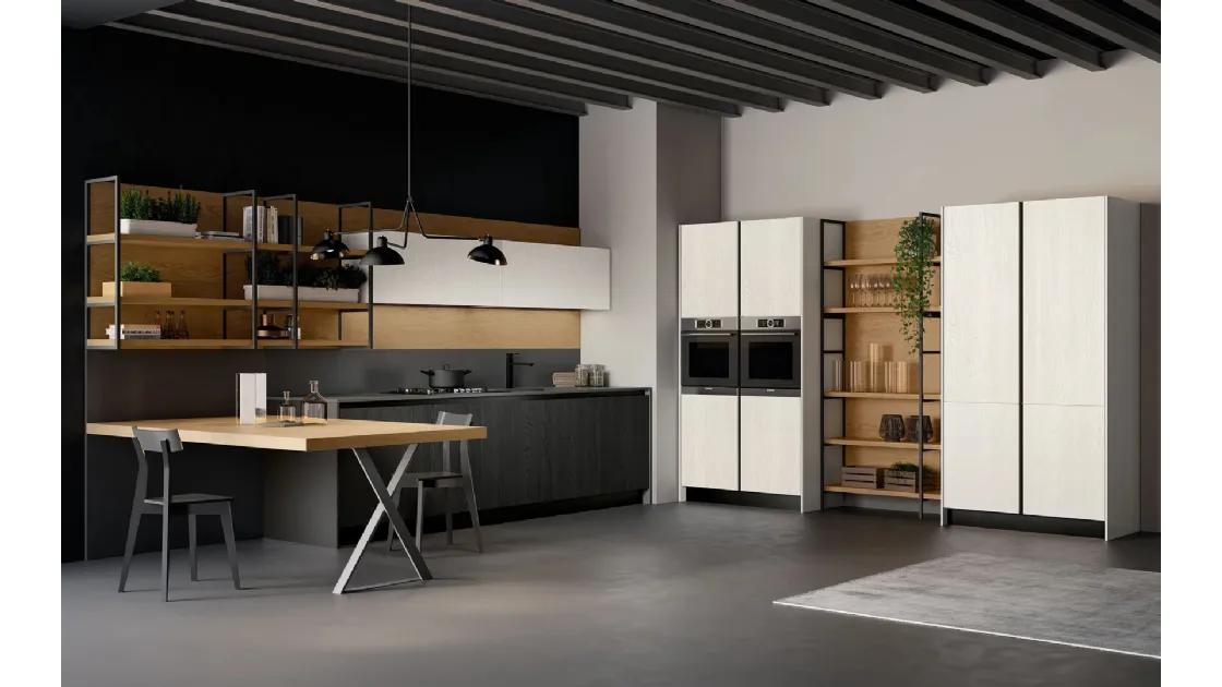 Cucina Moderna angolare in legno laccato Asia 02 di Arredo3