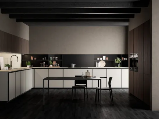 Cucina Moderna angolare Kronos in vetro Nebbia opaco di Arredo3