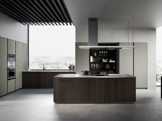 Cucina Moderna in laminato quercia con isola Tekna 02 di Arredo3
