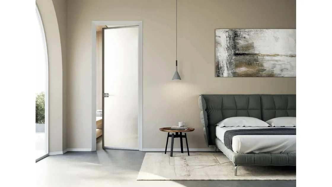 Porta battente per interni Eclisse 40 Vetro con telaio in alluminio di Eclisse