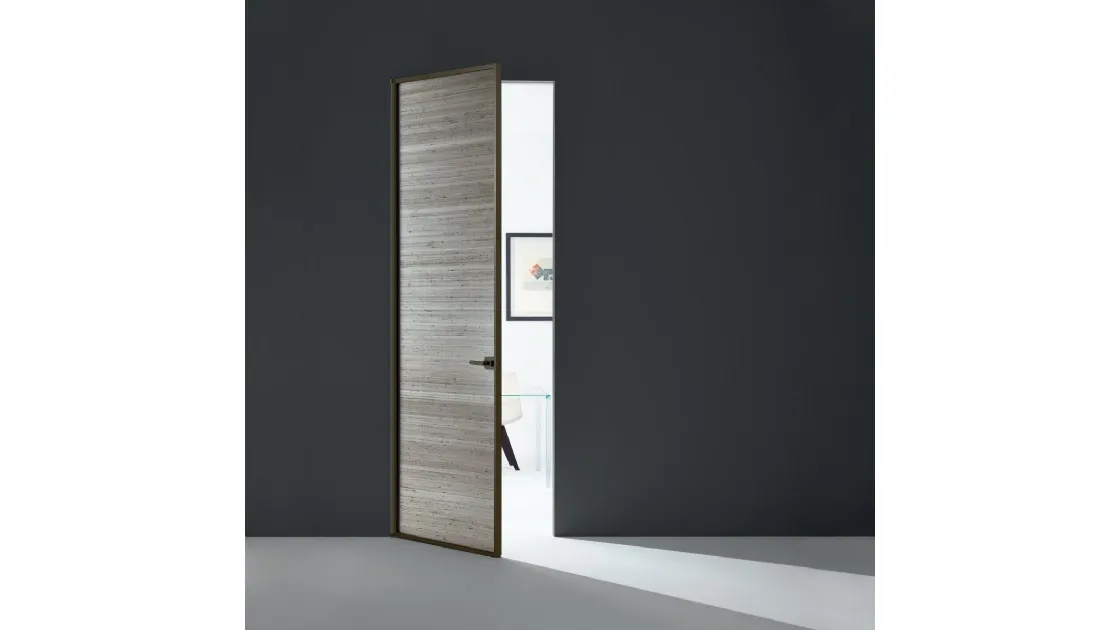 Porta per interni Sherazade Swing Plain in vetro con telaio in alluminio di Glas Italia