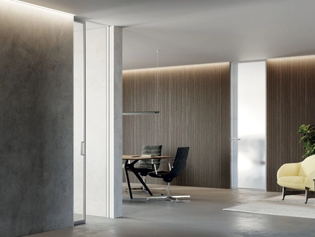 Porta per interni in vetro con telaio in alluminio Syntesis Line di Eclisse