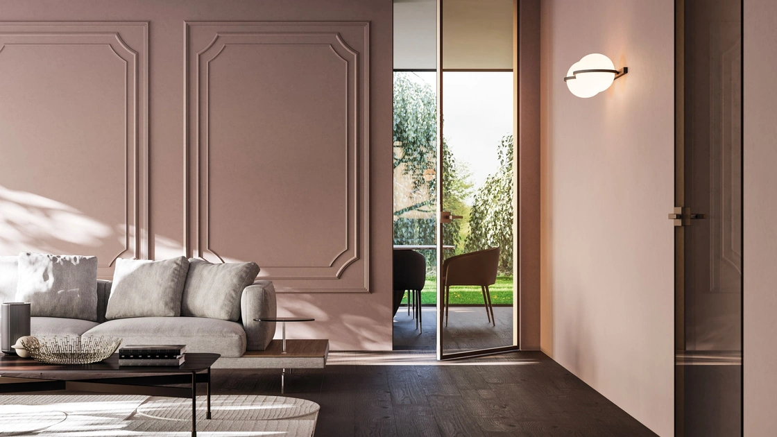 Porta per interni Syntesis Line in laccato e vetro di Eclisse