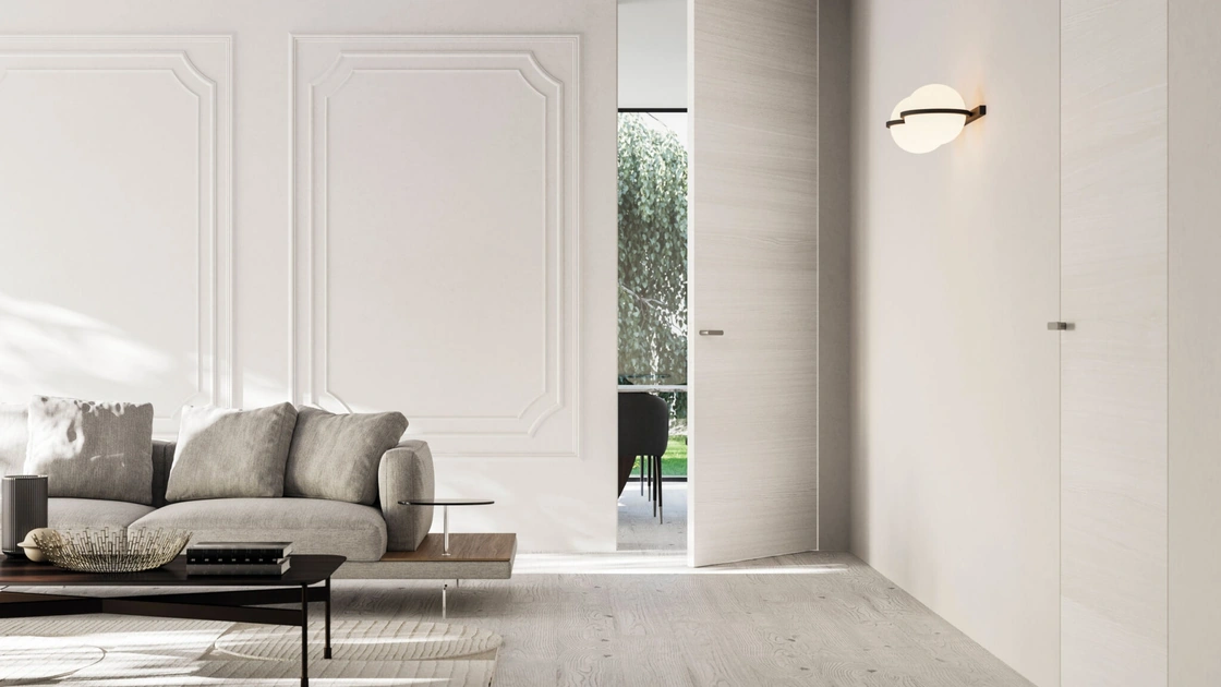 Porta battente filomuro per interni Syntesis Line in Legno di Eclisse