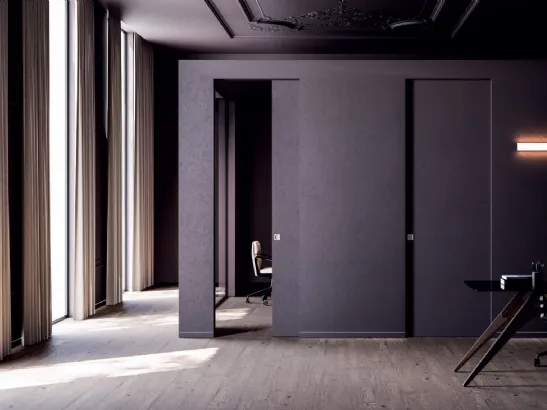 Porta per interni scorrevole Syntesis Line in legno laccato di Eclisse