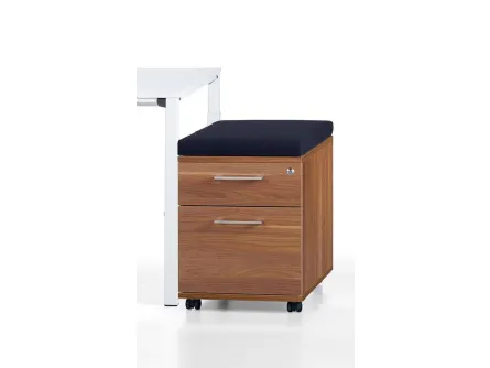Cassettiera per ufficio su Rotelle con 2 cassetti e cuscino imbottito top di Sedus
